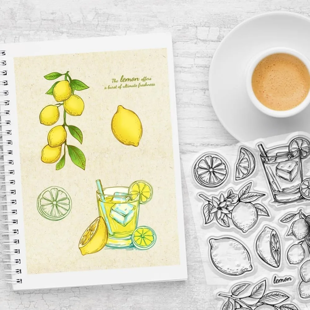 Lemons Clear Silicone Stamps Lemon Juice Flowers Slices for Cards Making DIY