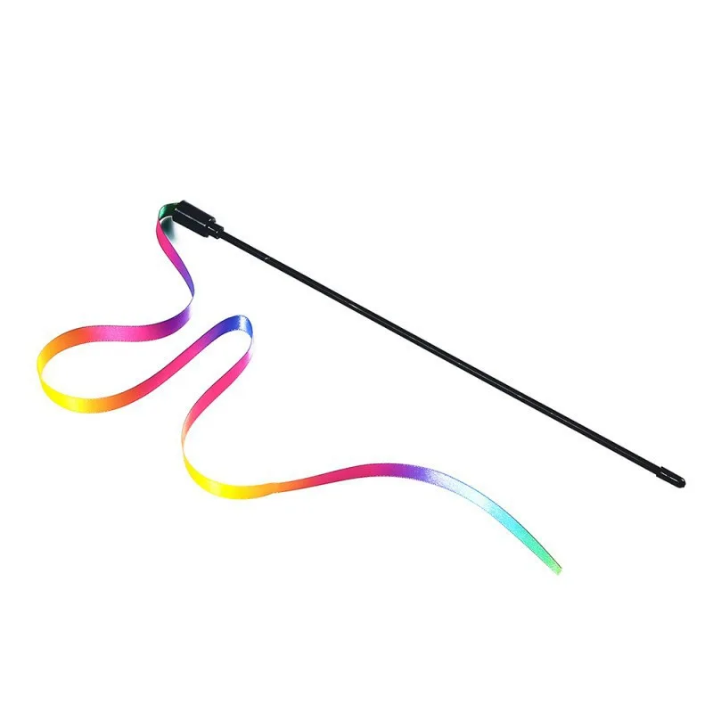 Pet Cat Toys Cute Funny Rainbow Strips Stick Cat Teaser Wand Pet Toys for Cats Interactive Toys Cat Supplies Pet Products