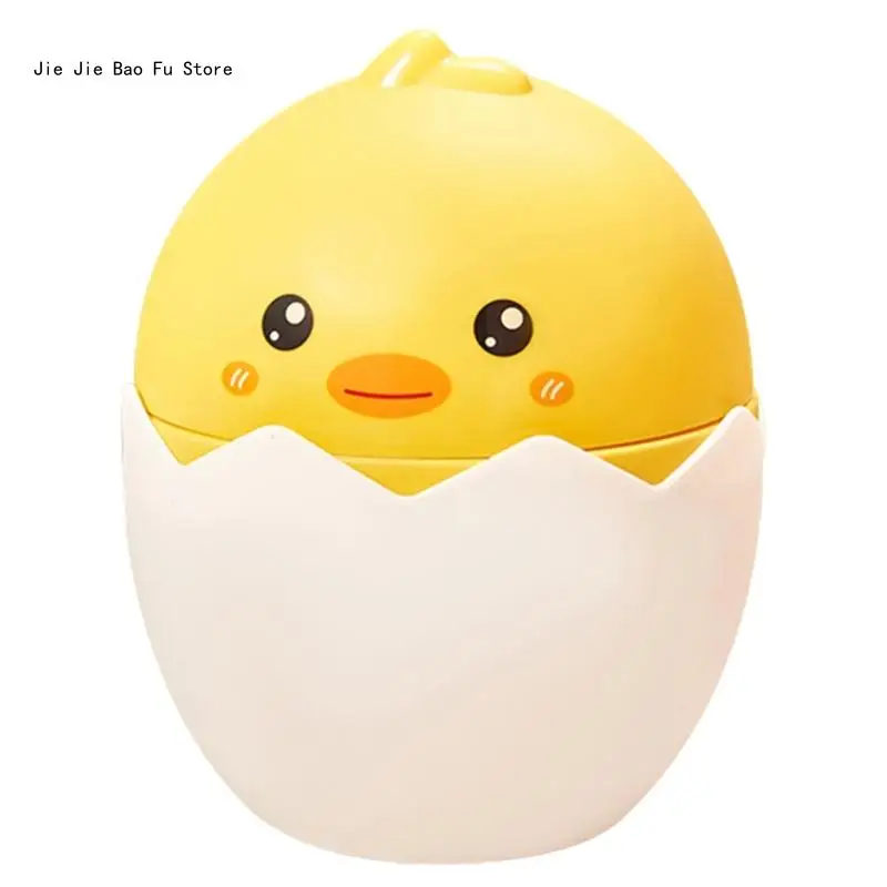 

E8BD Cute Desktop Trash Can for Bathrooms Cartoon Chicken Trash Bin Portable Garbage Bin for Office Kids Bedroom Use Storage