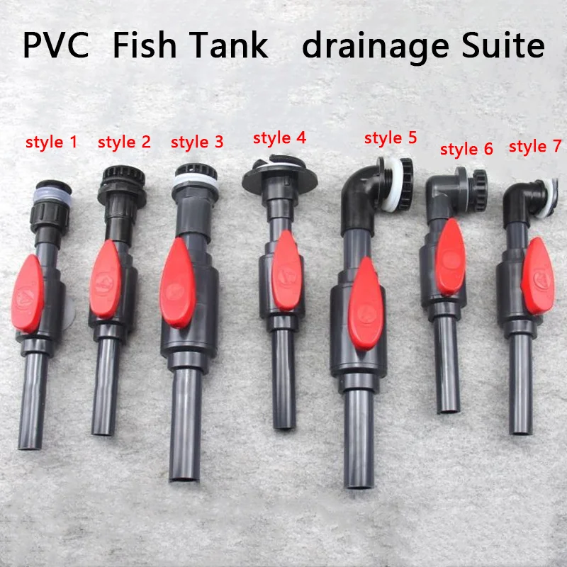 

PVC Tank Drainage + Ball Valve + Pipe Fitting Connector For Aquarium Fish Tank Garden landscape water tank with drainage 1 Pcs