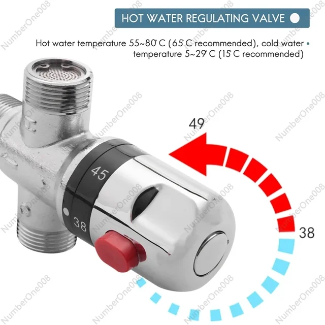 Solid Copper 3-Way Thermostatic Mixing Valve 3/4 Inch Solar Water Heater Valve Regulating Temperature Control Valve 3