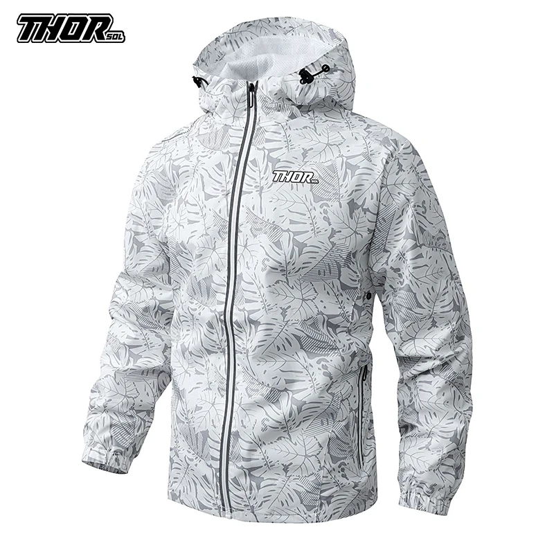 THORSOL Men's Casual Waterproof Reflection Windbreaker MTB Cycling Jacket Hooded Outdoor Bicycle Mountain bike Coat Autumn
