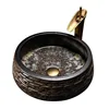 Antique Bathroom Sink Round Bowl Basin Washroom Ceramic Washbasin Balcony Countertop Art Basin with Faucet 3