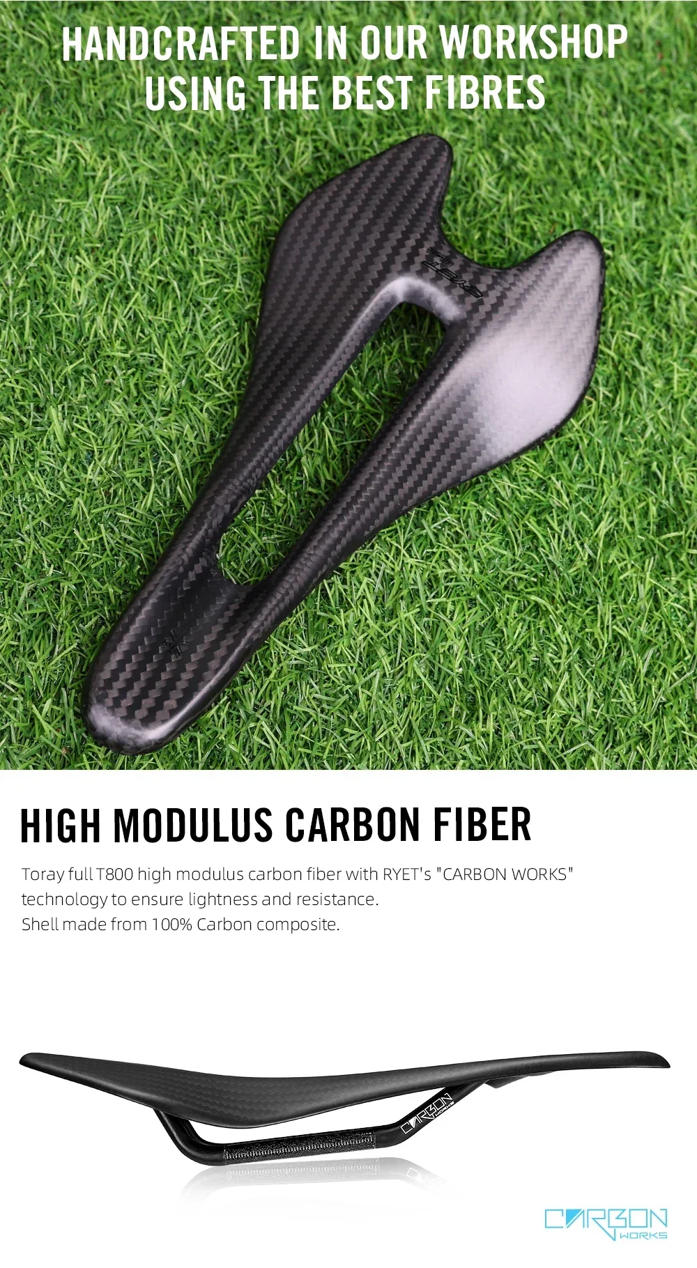 RYET Ultraleichter Vollcarbon-Sattel 3K-Gewebe Oval 58g 6,5X8,5mm 242/122mm Fahrradsattel für Rennrad Mountainbike MTB Fahrradkissen – Detail 6