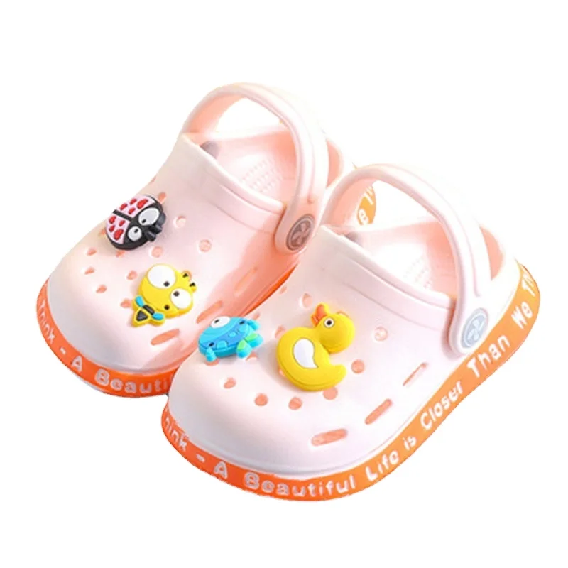 Summer Sandals Kids Mules Baby Boys Girls Cartoon Baby Sandals Flat Heels Solid Cartoon Slippers Children's Garden Shoes
