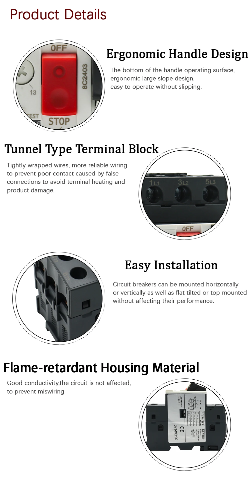 Description Picture 5 of itemMotor Starter GV2ME Series Motor Protector Motor Circuit Breaker Push Button 3P Thermal Magnetic Type Motor Breaker MPCB Factory