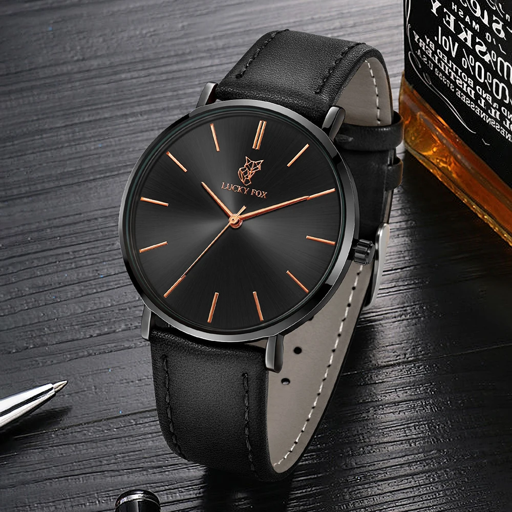 LUCKY FOX Classic Luxury Men Watch Simple Casual Men and Women Round Large Dial Quartz Watch Clock Gifts Men Reloj 4