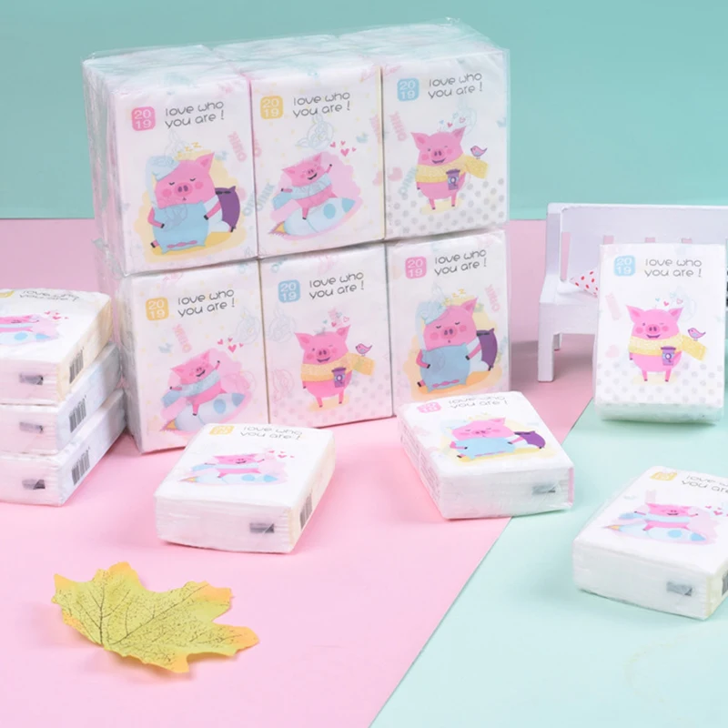 9 Packs Pig Print Individual Tissue Packs for Wedding Party Favors, Travel Pocket Tissues (9 Sheets Each, Unscented)
