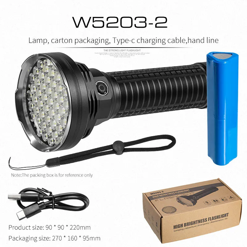 مصباح يدوي LED عالي الطاقة وبعيد المدى، مع بطارية...