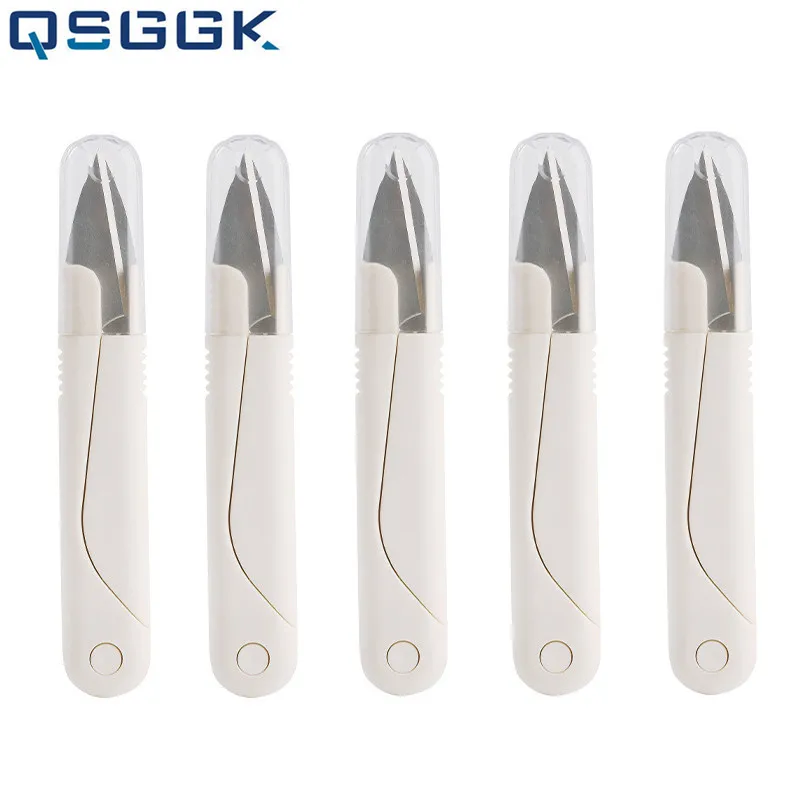 

5/10Pcs U Shape Round Head Spring Thread Scissors Multipurpose With Protective Coves For Apparel Industry Fishing Line Clipper