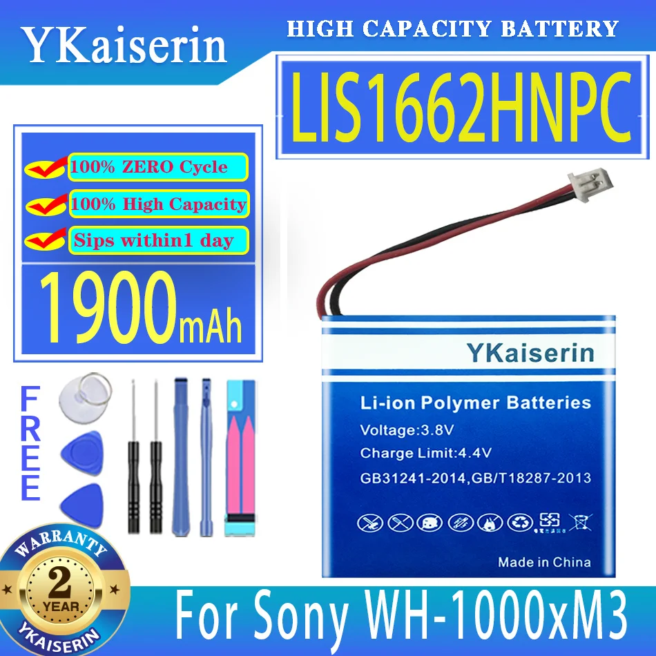 Batteria Ykaiserin 1900Mah Lis1662Hnpc (Sp 624038) (Wh-1000Xm3) Per Sony Wh-Xb900N Wh-Xb910 Wh-1000Xm3 Wh-1000Mx4 Wh-Xb900