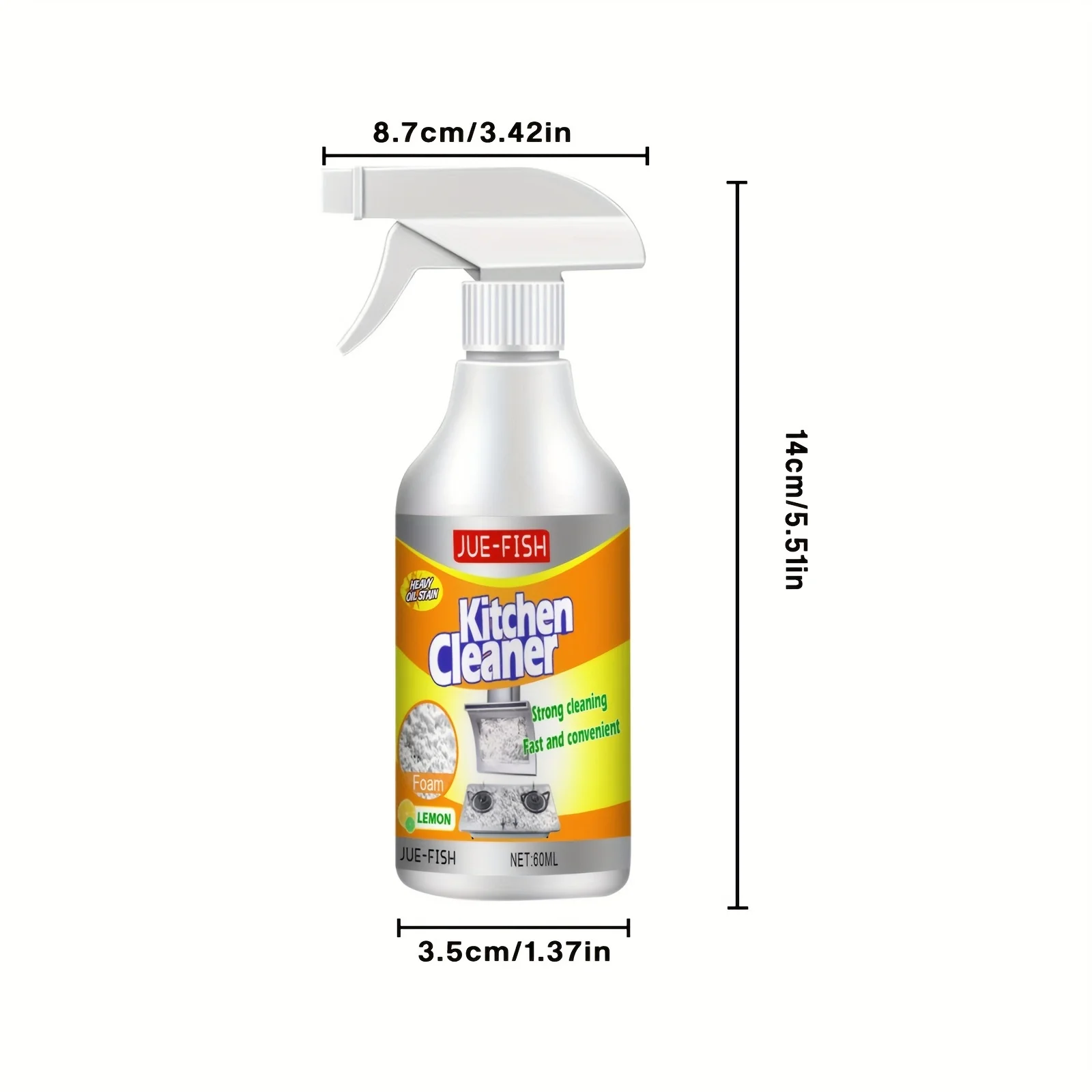 Set of 2 Multi-Functional Foaming Cleaner Spray - Effective Grease and Heavy Oil Stains Remover for Kitchen Cooktop