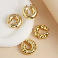 Fashion 4pcs C Shaped Acrylic Ear Clip for Women Simple Gold Silver Color No Pierced Round Earrings Punk Female Jewelry - Image 3