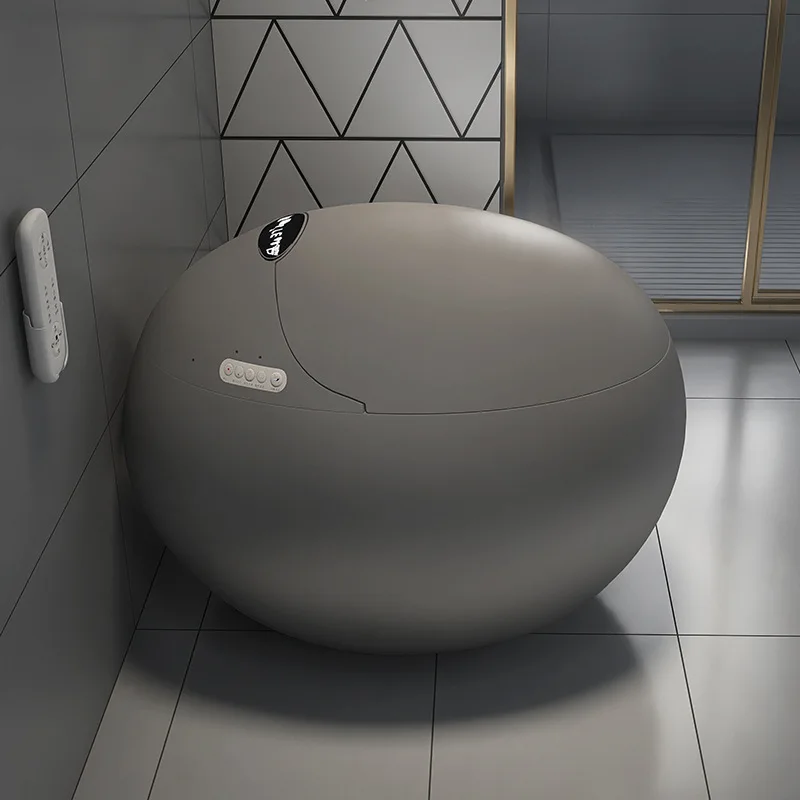 Intelligent One-Piece Egg Shape Automatic Round Smart Ceramic Toilet Bowl New Design Bathroom Sanitary Ware Set