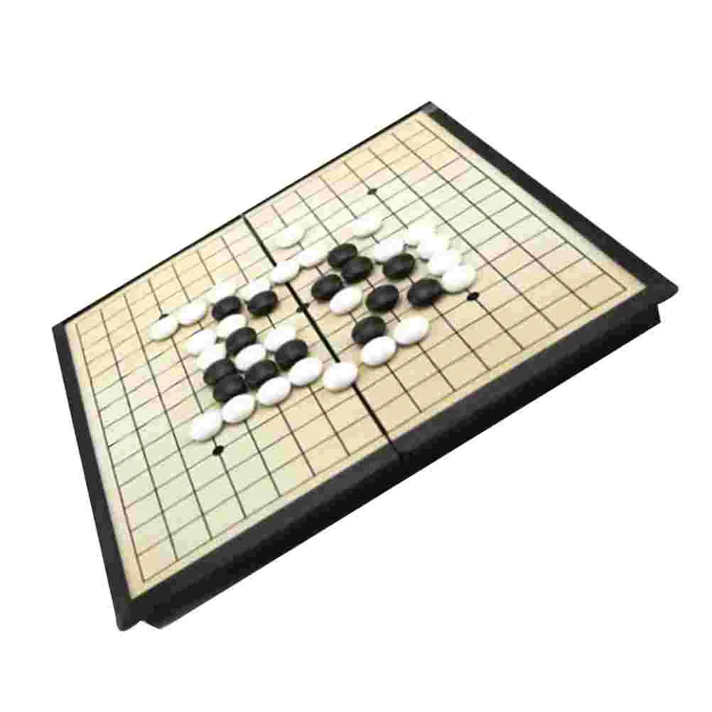 

1 Set Magnetic Go Chess Set Travel Foldable Board Game Set Black White Gobang Chess Early Educational for Home Travel