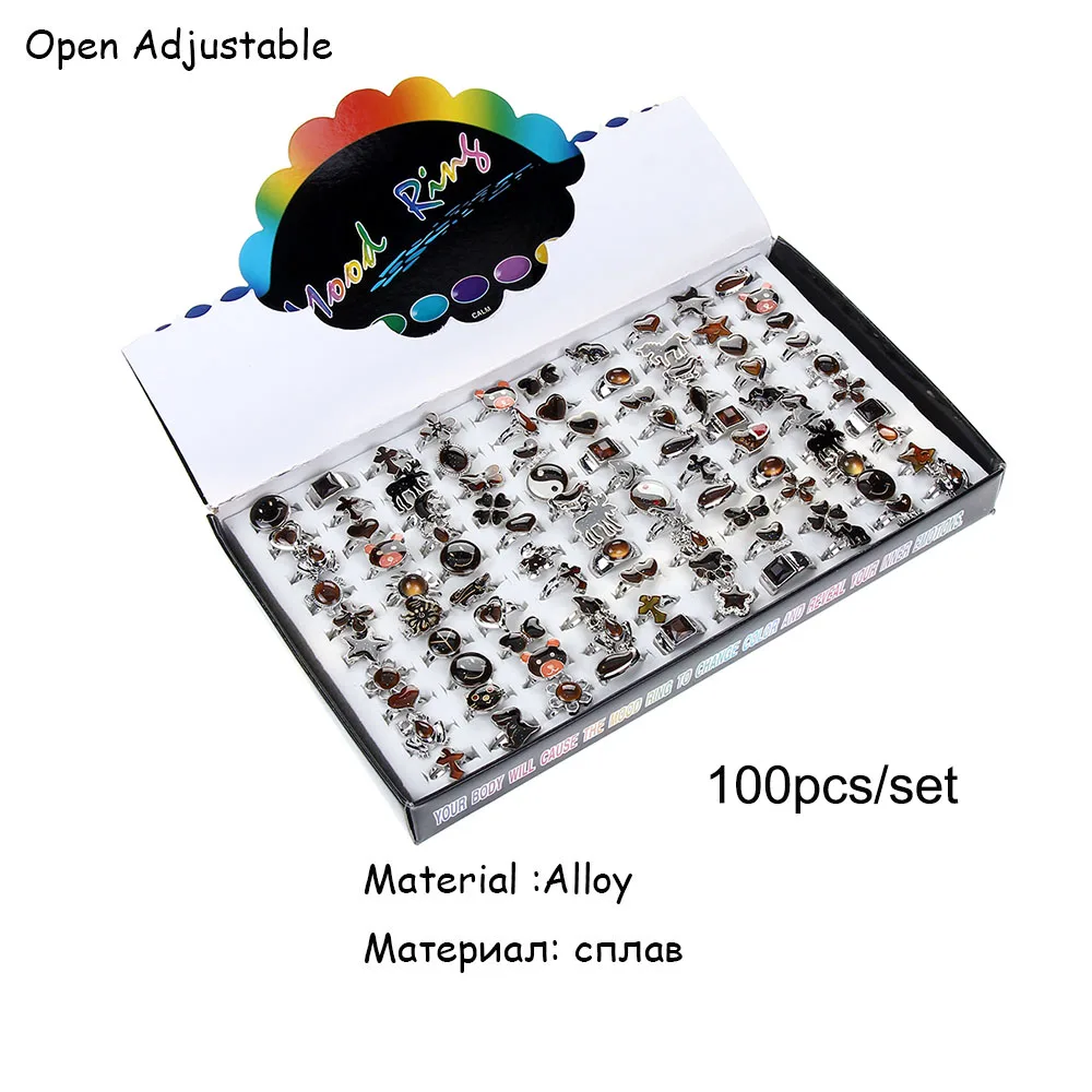 100 Pcs/set Mood Rings Temperature Change Color Emotion Feeling For