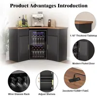 Ridge-Space Bar Cabinet, Storage Coffee Bar Station, L-Shape Home Liquor & Wine Cabinet 4