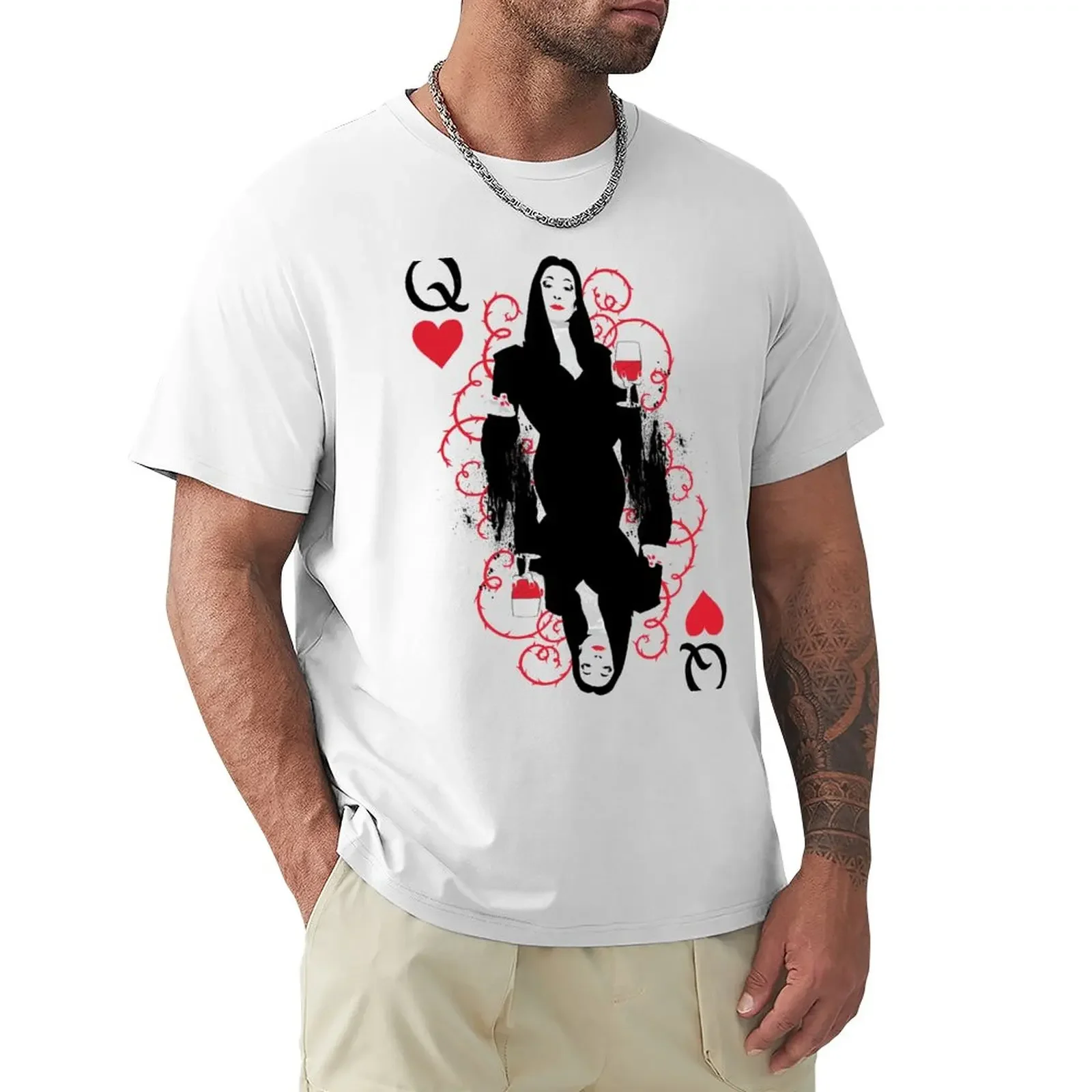 

Мужская футболка с надписью adдамс «карты-мортика», Одежда большого размера