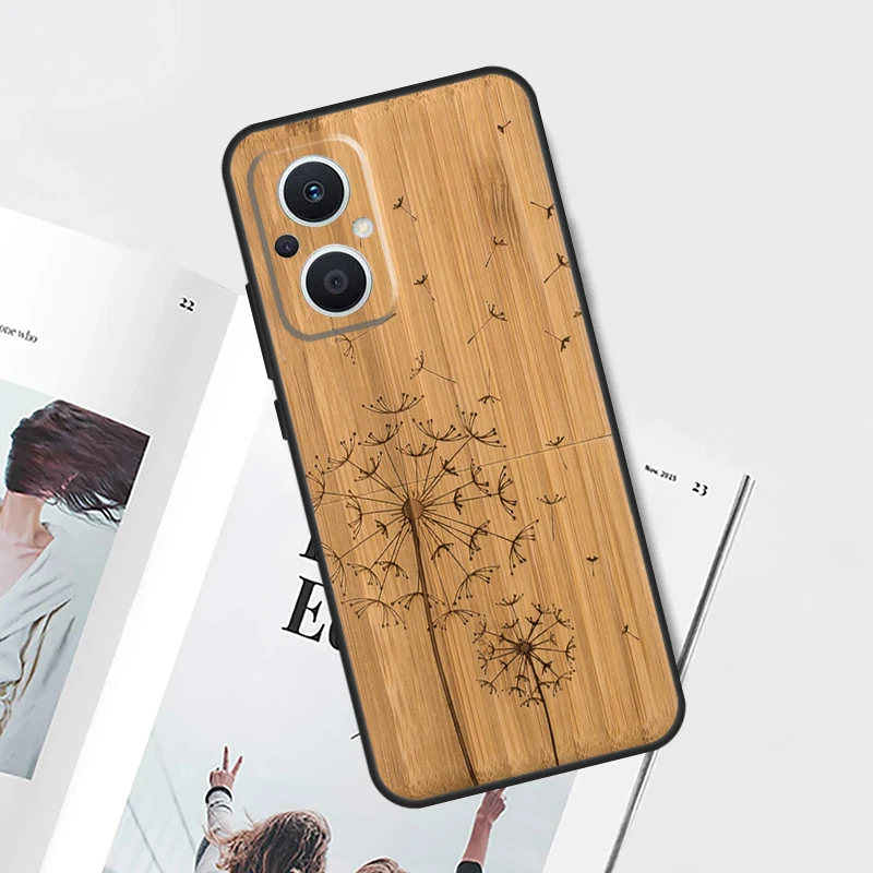 Bamboo Skull Pattern Wood Print Phone Case Cover