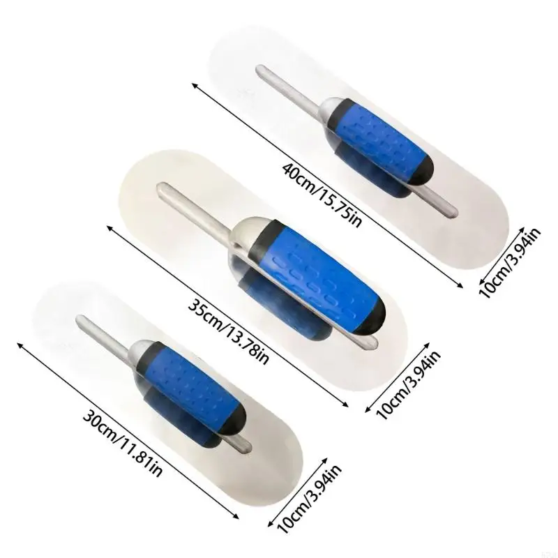 57QF Multipurpose 3 Piece Rounded Corner Plastering Trowel Kit Stainless Steel Pool Trowel Set with Ergonomic Grips Handles