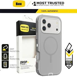 Heavy Duty Rugged Shockproof 3 - in - 1 Case with MagSafe Charging Compatibility - iPhone 18 (Grey White)
