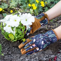 1Pair Leather Garden Gloves For Weeding Digging Planting Gardening Gloves For Women Thorn-Proof Puncture-Resistant Work Gloves 1