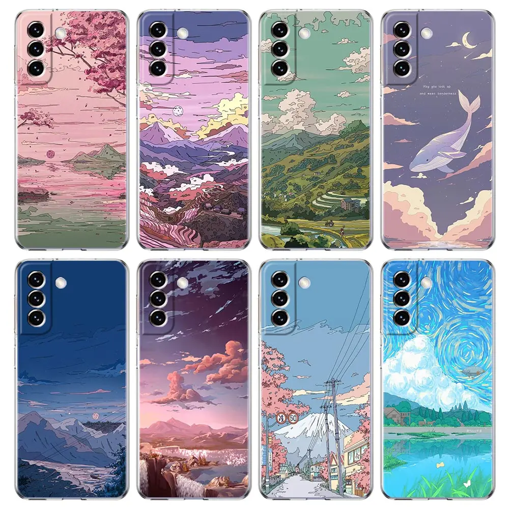 Japan Sunset Scenery Clear Soft Phone Case