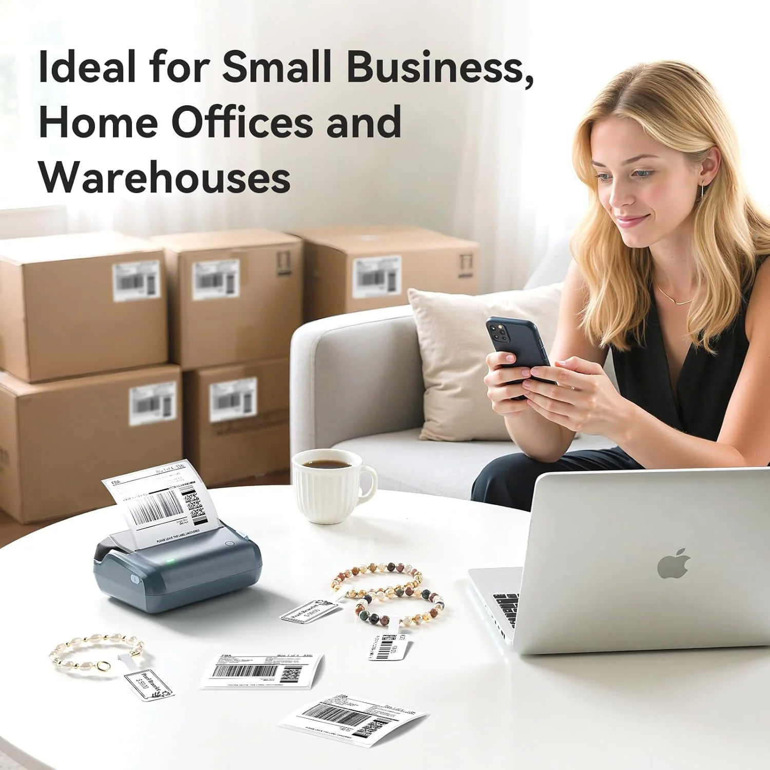 NIIMBOT 4 Inch Thermal Label B4 Bluetooth Printer for Shipping Packages Small Business Home Office Portable Print Maker Paper