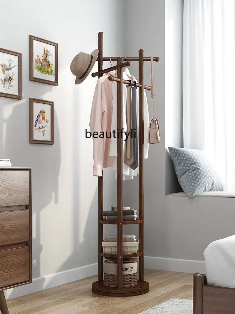 

zq Solid Wood Rotating Coat Hanger Bedroom Floor Clothes Rack Living Room Interior Coat Rack Household Clothes Shelf