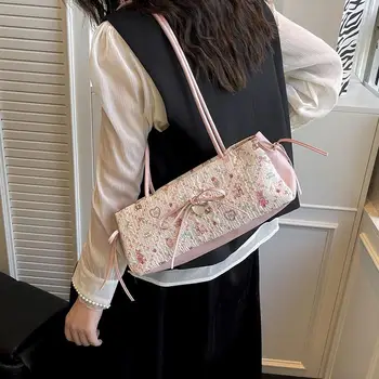 New Fashion Sweet Bow Shoulder Bag Cartoon Print Underarm Bag Tote Bag Versatile Large Capacity Commuter Handbag Holiday Gift 1