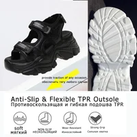 Fujin 8cm Women Sandals Platform Thick Sole Chunky Shoes Platform Ins Casual Summer Shoes Sandals Beige Black Comfortable - Image 5