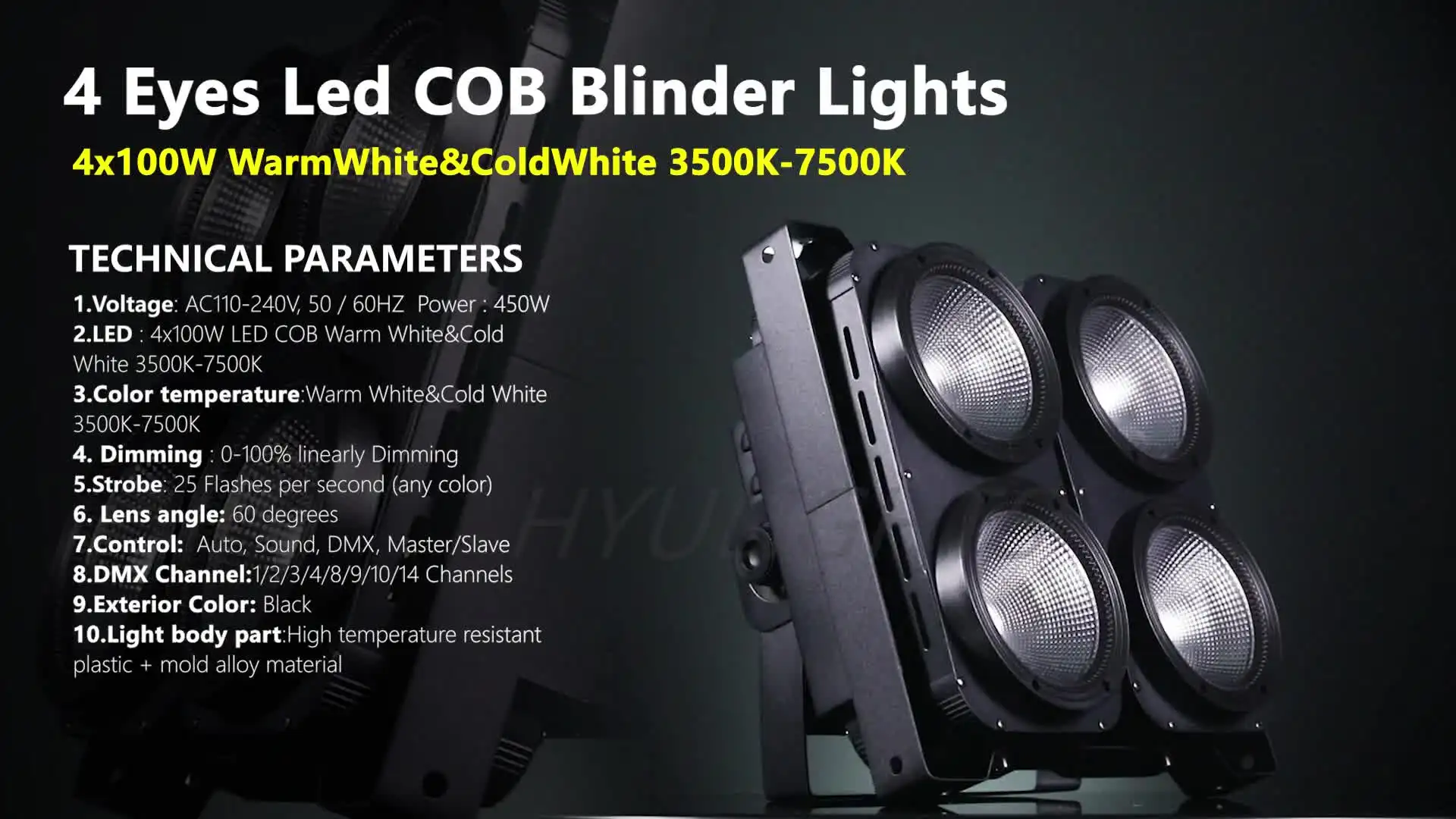 1/2/4 Pcs 4 Eyes Led COB Blinder Lights 4x100W 400W Par Cool White&ampWarm White Wash Beam DJ DMX 512 Strobe Stage
