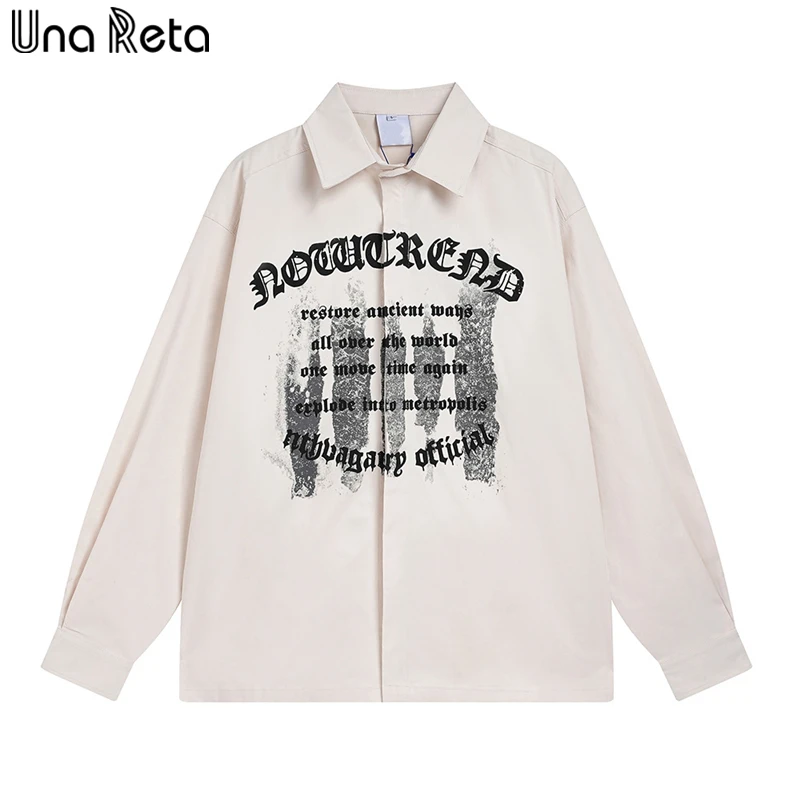 

Una Reta Print Men's Shirt Spring Autumn New Harajuku High Quality Shirt Streetwear Retro Casual Couple Shirts