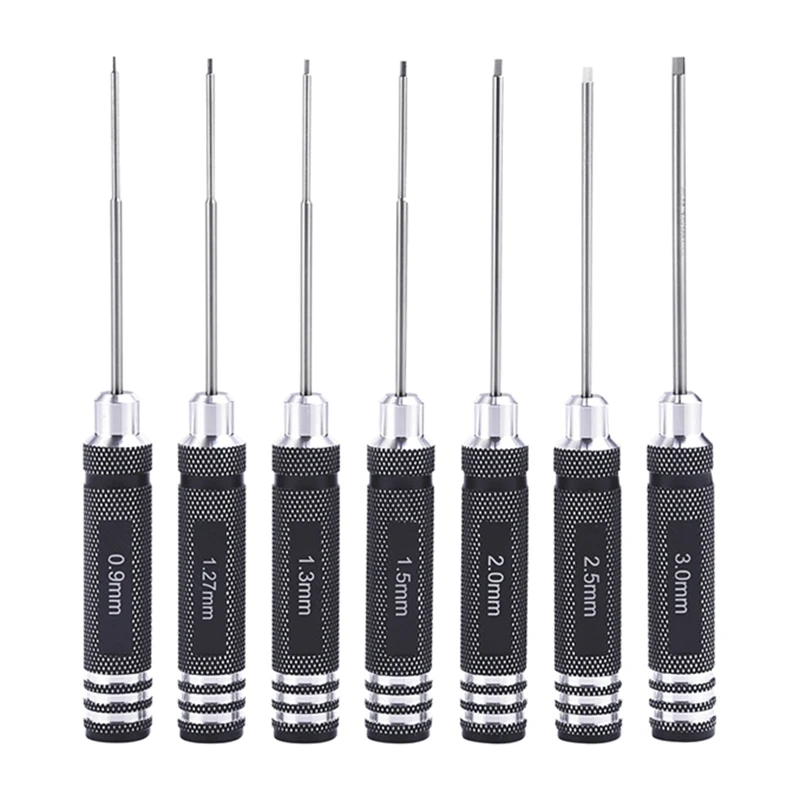 

X37E 7 Pcs/Set Aluminum Alloy Screwdriver Tool 0.9-3.0mm Model for RC Repair Tool