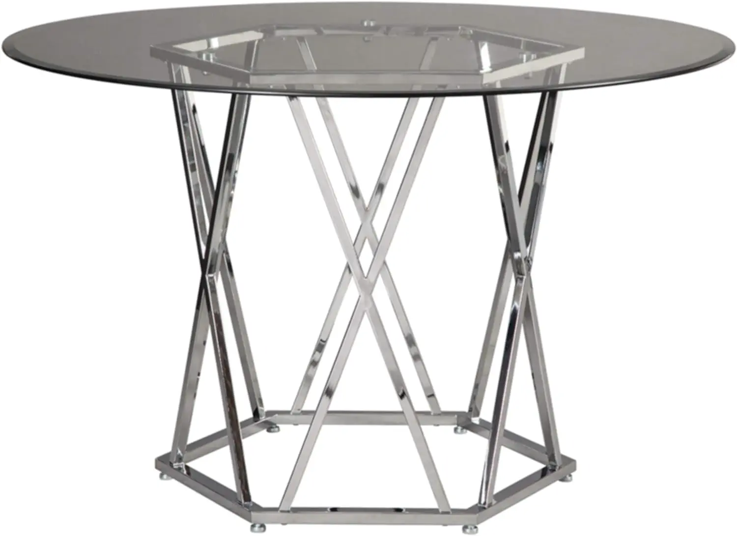 

Signature Design by Ashley Madanere Round Contemporary Dining Room Table, Chrome Finish