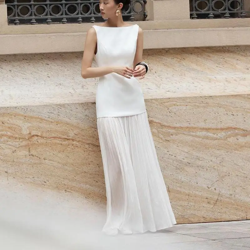 Newest Formal Evening Dresses Sexy Backless Sleeveless Bridal Dress Elegant Floor-length Simple Wedding Dresses Customized 3