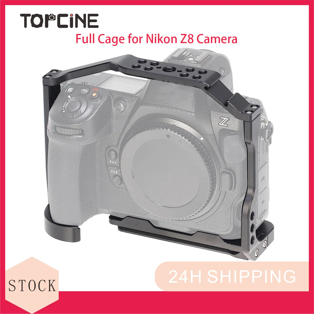Gabbia Per Fotocamera Topcine Z8 Per Fotocamera Nikon Z8 Con Posizionamento 3/8 "Arri E Prolunga Per Montaggio A Scarpa Fredda Per Microfono/Luce