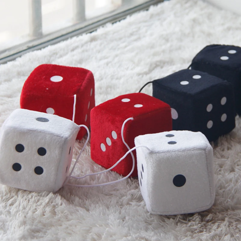 

2Pcs Multicolor Plush Dices Car Hanging Pendant Dice Automobiles Rear View Mirror Charms Hanging Suspension Ornaments Decoration