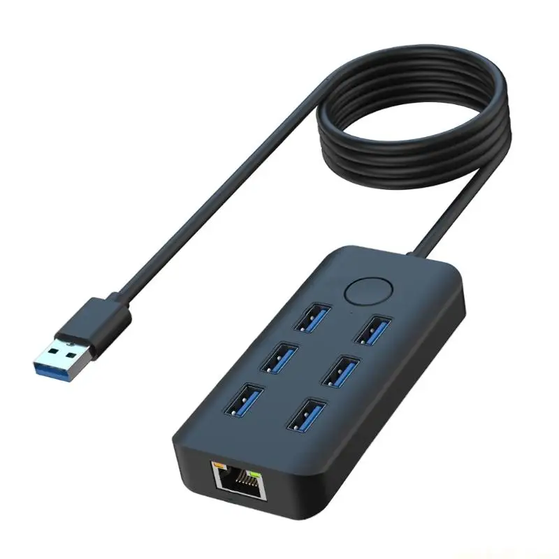 빠른 잠금 기능과 7포트 확장 내구성 구조를 갖춘 7 in 1 USB 어댑터 도크 USB3.0 분배기