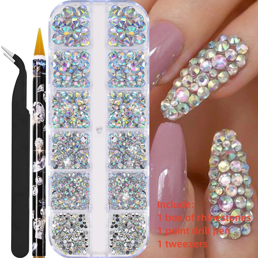 Sparkling Crystal Nail Art Rhinestones Kit with Tools