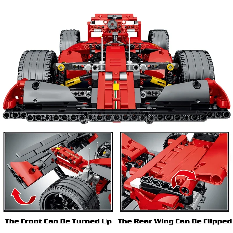 테크니컬 MOC XMORK 023005 초고속 레이싱 F1 자동차 모델, 빌딩 블록 브릭 퍼즐 장난감, 어린이 생일 선물, 1099PCs