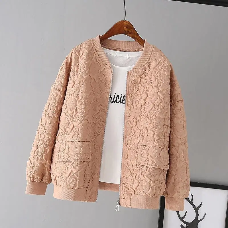 

Spring Womens Solid Color Casual Short Baseball Coat