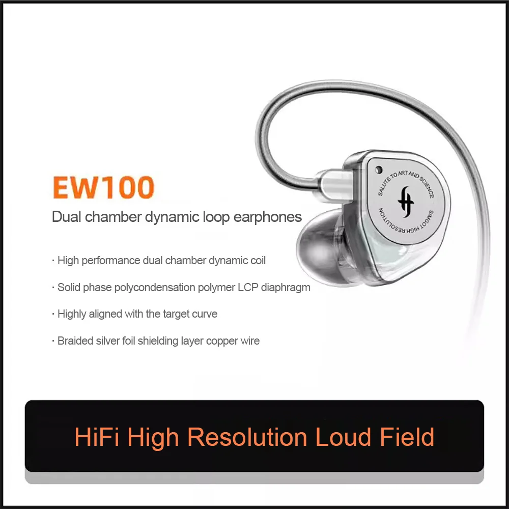 Simgot-fone de Ouvido com Fio Intra-auricular Circuito Magnético Duplo Cavidade Dupla Dinâmico para Jogos de Computador Plug de Música Ew100