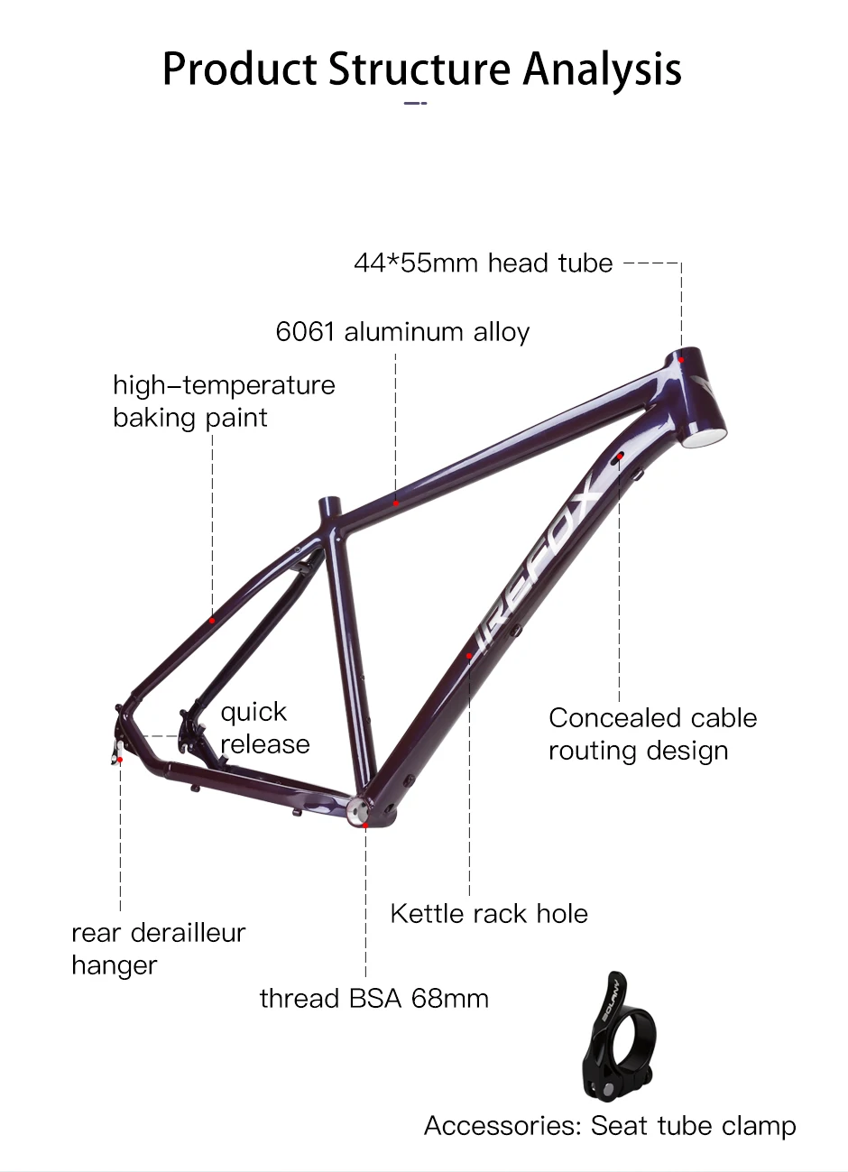 MTB XC/Trai Bicycle Frame 29er Disc Brake Tapered Head Tube Quick