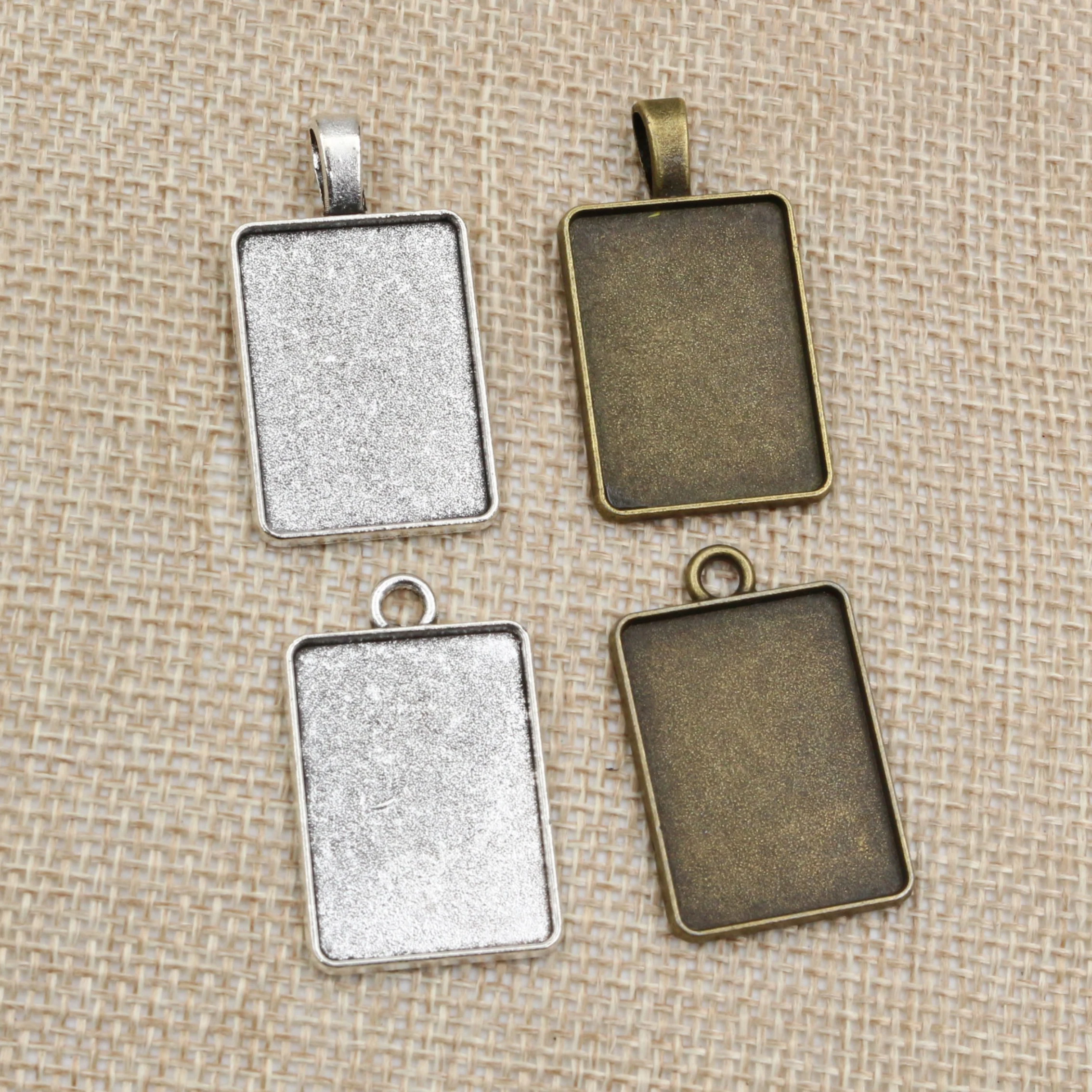 Neue Mode 6pcs 18x25mm Innere Größe 4 Stil Rechteck Cabochon Basis Einstellung Charms Anhänger, fit 18*25mm Rechteck Glas Cabochon