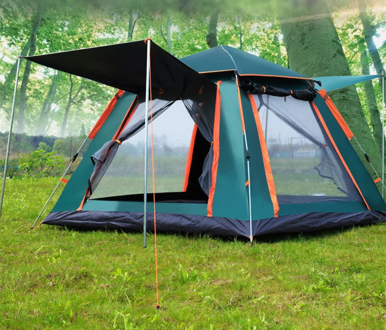 3〜4人用の全自動2層防水ハイキングテント,キャンプ,簡単な 