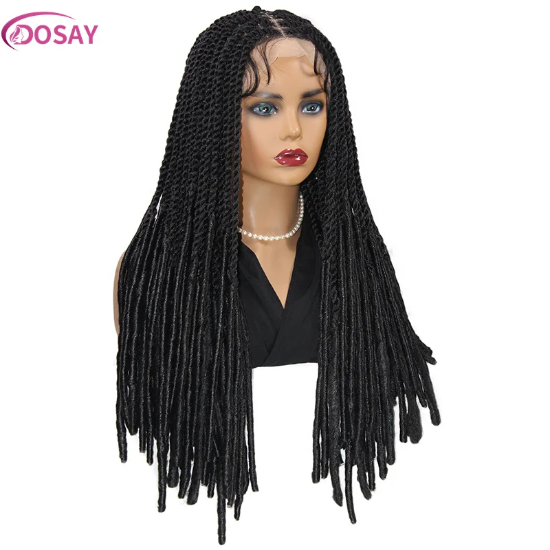 Synthetic Full Lace Frontal Wigs 24 Inch Soft Senegalese Twist Braided Wigs for Black Women Knotless Box Braiding Hair