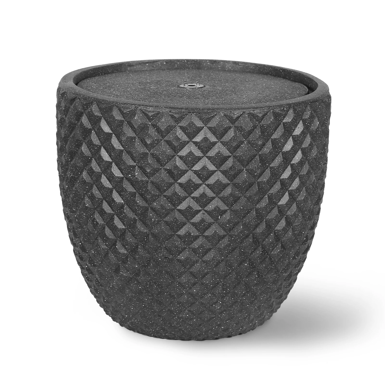 13 Inch High Solar Water Fountain Waterfall Outdoor Fountain Round Stone with LED Lights & Pump for Patio Yard and Garden Decor