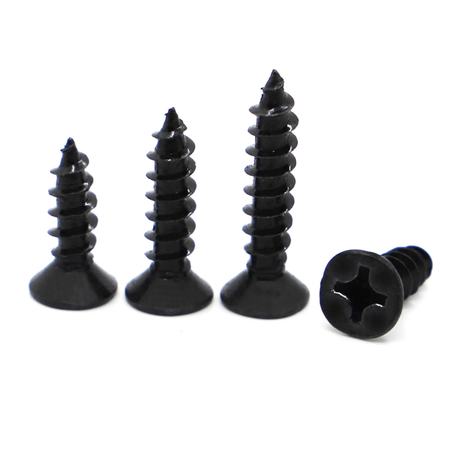 

M1 M1.2 M1.4 M1.7 M2 M2.3 M2.6 M3 M4 Cross Countersunk Flat Head Self-tapping Screw Black Phillips Carbon Steel Wood Screws