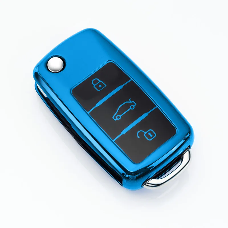 COQUE DE CLE,bluePorte clés pour VW Volkswagen Polo, Golf, Passat, coccinelle, Caddy, T5 Up